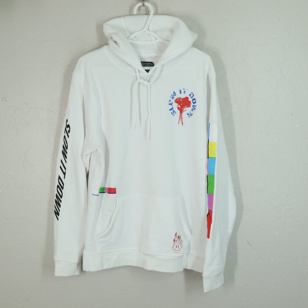 Brooklyn Cloth Hoodie Sweatshirt Men XL White Cotton Blend Slow It Down